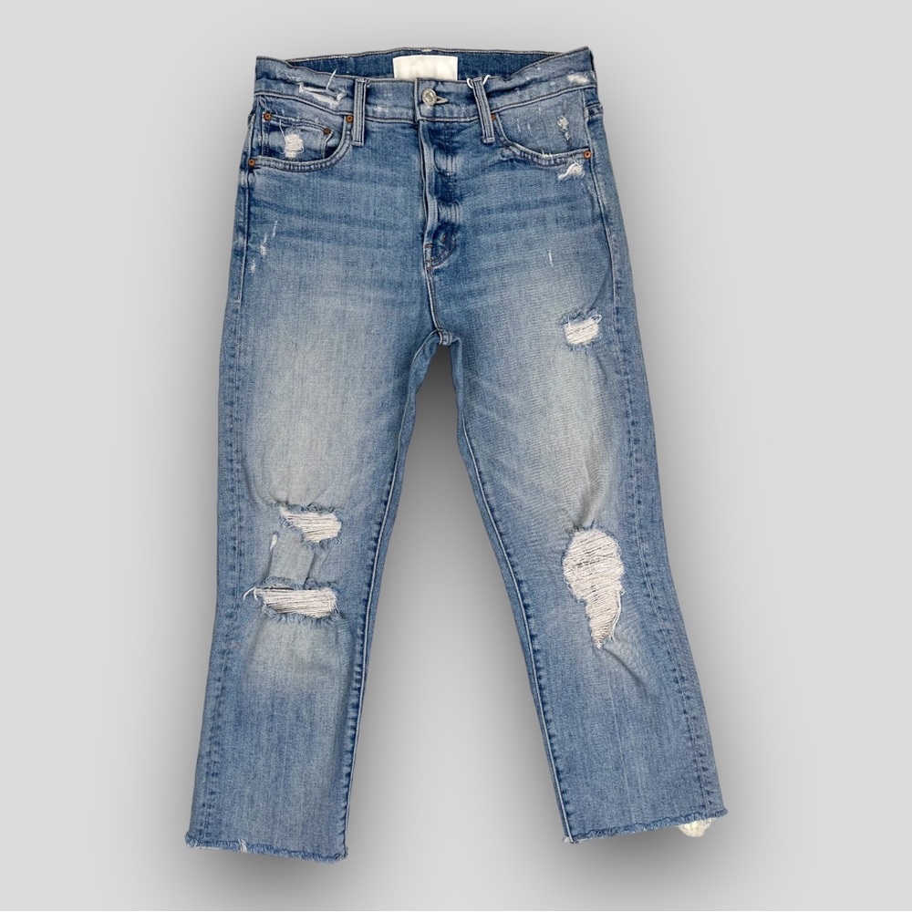 MOTHER SUPERIOR SCRAPPER Cropped Denim Jeans in Wicked Wild Calling